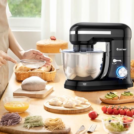 Food Processor 1300W Stand Mixer 4.5L Stainless Steel Bowl 8 Adjustable Speeds