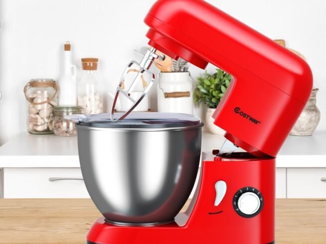 Food Processor Mixer 1300w 4L Stainless Steel Bowl 6 Adjustable Speeds Red