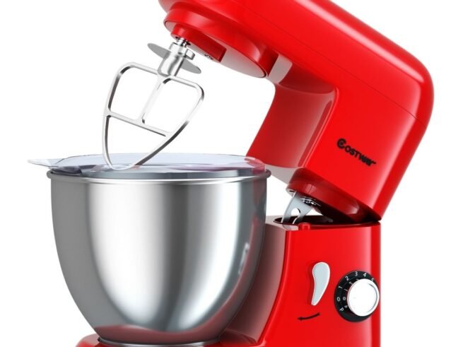 Food Processor Mixer 1300w 4L Stainless Steel Bowl 6 Adjustable Speeds Red