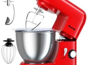 Food Processor Mixer 1300w 4L Stainless Steel Bowl 6 Adjustable Speeds Red