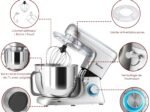Food Processor Mixer 1400w 7L Stainless Steel Bowl 6 Adjustable Speeds Silver