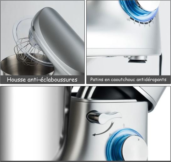 Food Processor 1300W 5.5L Steel Bowl 10 speed Control Multifunction