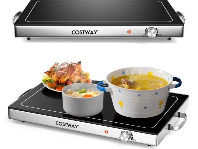 Electric Food Warmer Temperature Control Thermal Glass Tray 56 x 36 cm