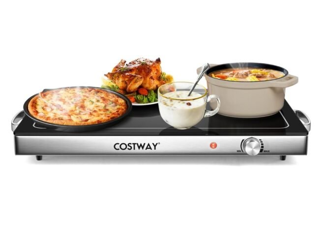 Electric Food Warmer Temperature Control Thermal Glass Tray 56 x 36 cm