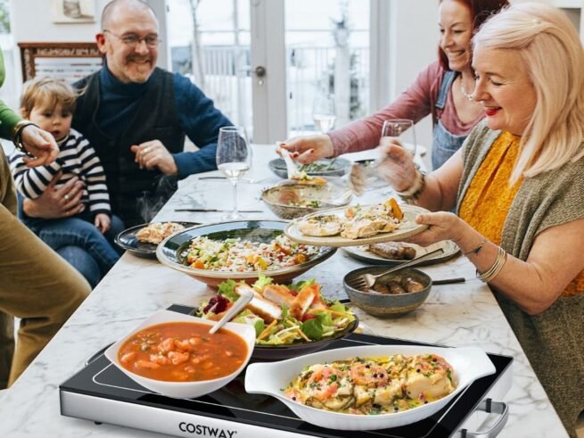 Electric Food Warmer Temperature Control Thermal Glass Tray 56 x 36 cm