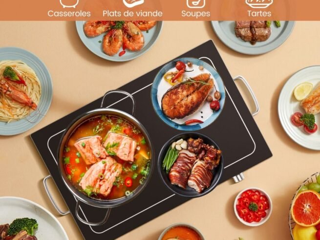 Electric Food Warmer Temperature Control Thermal Glass Tray 56 x 36 cm