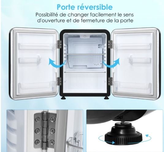 Mini Fridge 68L 220-240V Removable Shelves and Reversible Door