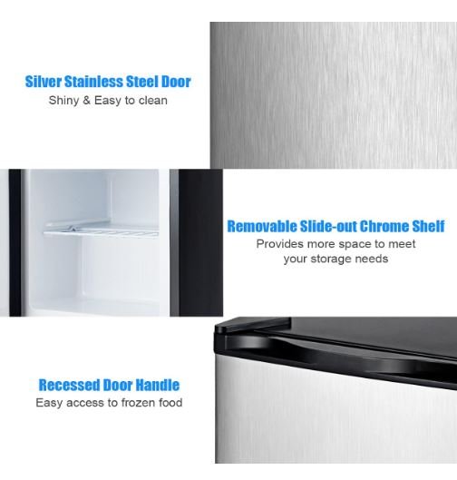 Mini Vertical Freezer Capacity 31.1 L Reversible Door in Stainless Steel