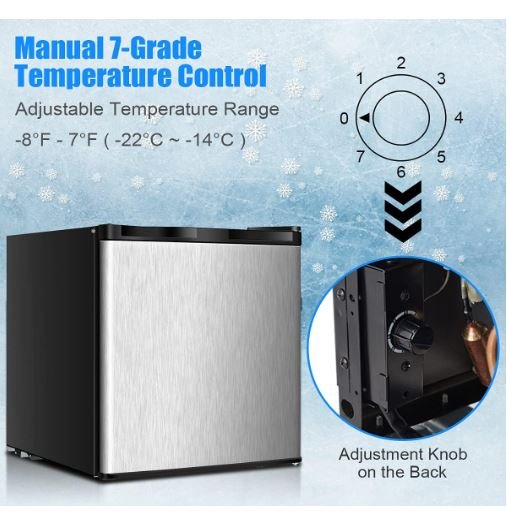Mini Vertical Freezer Capacity 31.1 L Reversible Door in Stainless Steel