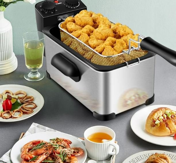 Fryer in Stainless Steel 3.5L 2000W Adjustable Temperature and Timer