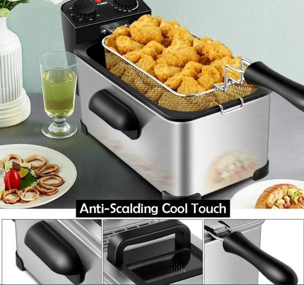 Fryer in Stainless Steel 3.5L 2000W Adjustable Temperature and Timer