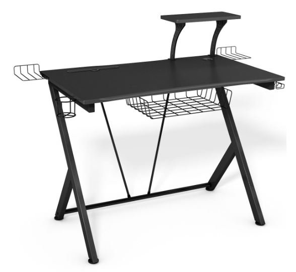 Gaming Desk for Gamer Black High Quality Steel Frame 106 x 59.5 x 101.5 CM
