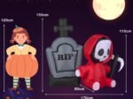 Inflatable Halloween Ghost Holding Sickle Tombstone LED Lights 150cm