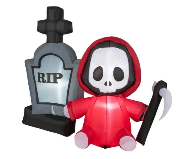 Inflatable Halloween Ghost Holding Sickle Tombstone LED Lights 150cm