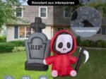 Inflatable Halloween Ghost Holding Sickle Tombstone LED Lights 150cm