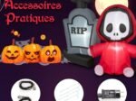 Inflatable Halloween Ghost Holding Sickle Tombstone LED Lights 150cm