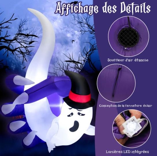 Inflatable Ghost Halloween Decoration LED Lights Indoor/Outdoor 180cm