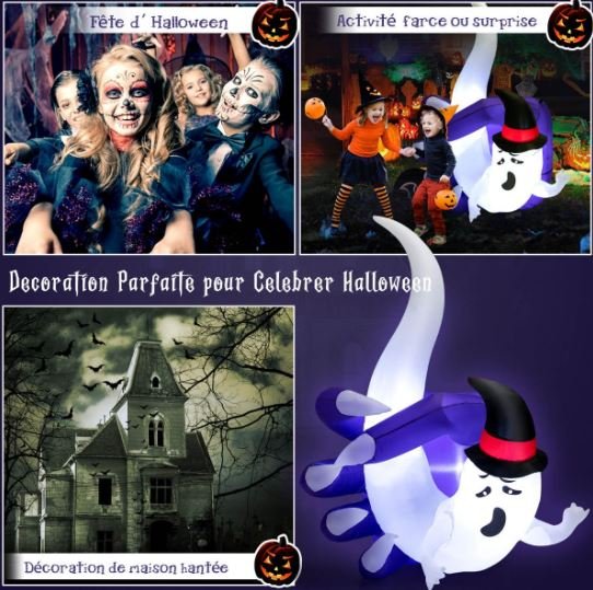 Inflatable Ghost Halloween Decoration LED Lights Indoor/Outdoor 180cm