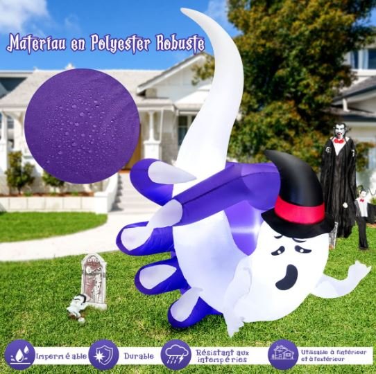 Inflatable Ghost Halloween Decoration LED Lights Indoor/Outdoor 180cm