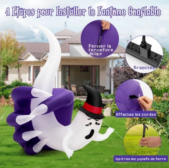 Inflatable Ghost Halloween Decoration LED Lights Indoor/Outdoor 180cm
