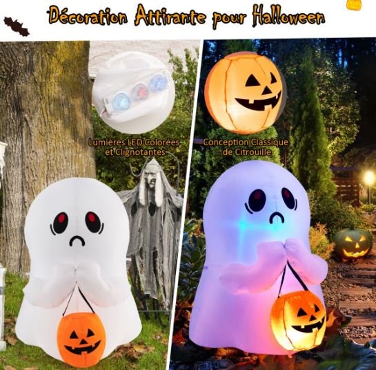 Inflatable Halloween Ghost Decoration with LED Lights 120CM