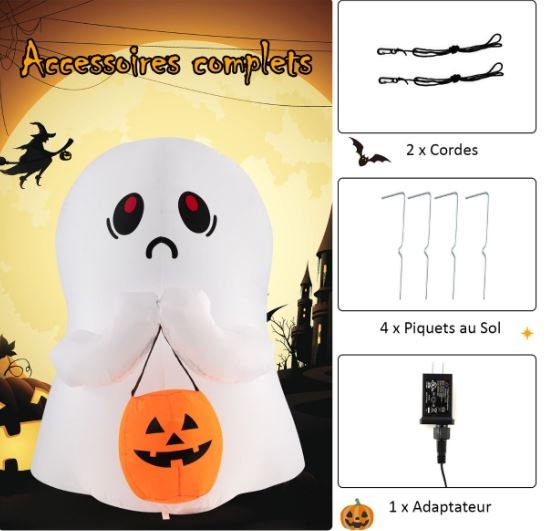Inflatable Halloween Ghost Decoration with LED Lights 120CM