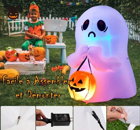 Inflatable Halloween Ghost Decoration with LED Lights 120CM