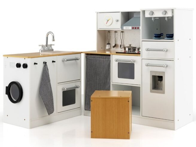 Wooden Children's Imitation Kitchen Stool Washing Machine Coffee Maker Water Dispenser