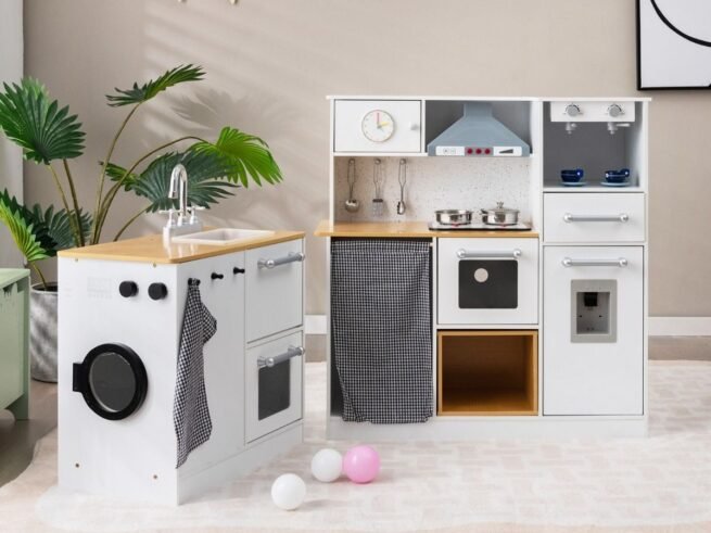 Wooden Children's Imitation Kitchen Stool Washing Machine Coffee Maker Water Dispenser