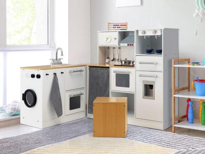 Wooden Children's Imitation Kitchen Stool Washing Machine Coffee Maker Water Dispenser