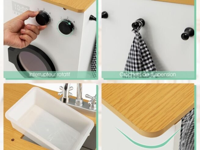 Wooden Children's Imitation Kitchen Stool Washing Machine Coffee Maker Water Dispenser