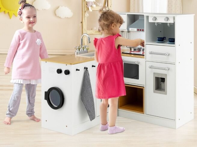 Wooden Children's Imitation Kitchen Stool Washing Machine Coffee Maker Water Dispenser