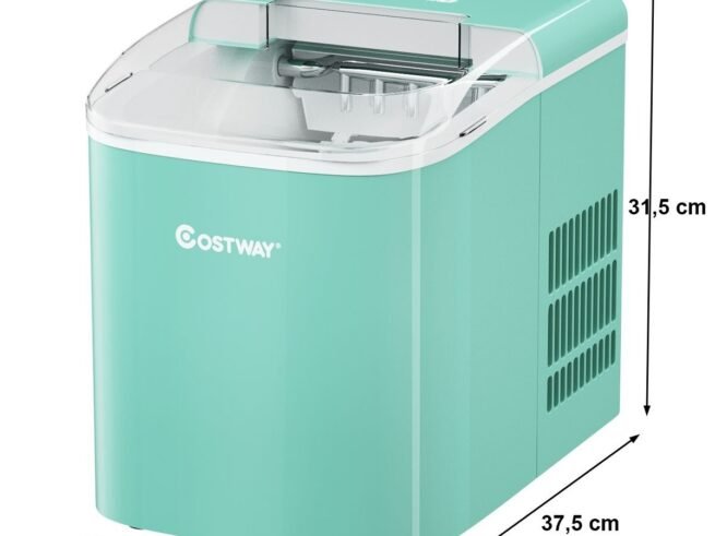 Ice Cube Maker 12KG/24H 2 Ice Cube Sizes 2.1L Tank 9pcs in 7 Minutes