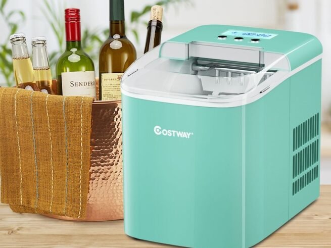 Ice Cube Maker 12KG/24H 2 Ice Cube Sizes 2.1L Tank 9pcs in 7 Minutes