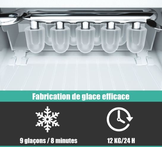Ice Maker Machine 12KG/24H 9 Ice Cubes per 8 Min 1.6L Tank Self-Cleaning