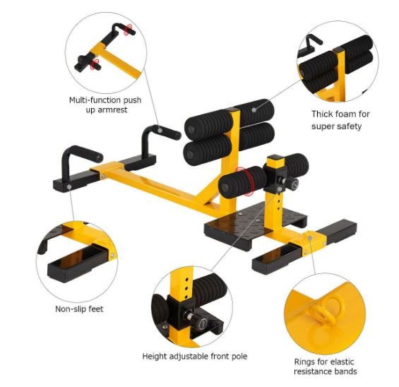 3-in-1 Multi Squat Macine Gym for Legs, Arms and Abs 6 Position Adjustable Height