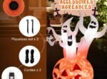 Halloween Inflatable 3 Ghosts with Pumpkin Decoration Colorful Rotating Lights 182cm