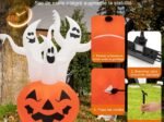 Halloween Inflatable 3 Ghosts with Pumpkin Decoration Colorful Rotating Lights 182cm