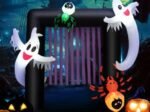 Inflatable Halloween Arch 2 Haunted Ghosts and 2 Spiders LED Light