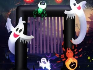 Inflatable Halloween Arch 2 Haunted Ghosts and 2 Spiders LED Light