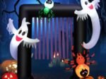 Inflatable Halloween Arch 2 Haunted Ghosts and 2 Spiders LED Light