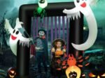 Inflatable Halloween Arch 2 Haunted Ghosts and 2 Spiders LED Light