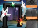 Inflatable Halloween Arch 2 Haunted Ghosts and 2 Spiders LED Light
