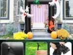 Inflatable Halloween Arch 2 Haunted Ghosts and 2 Spiders LED Light