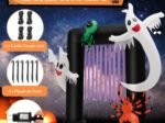 Inflatable Halloween Arch 2 Haunted Ghosts and 2 Spiders LED Light