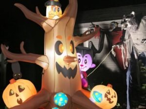 180cm Inflatable Halloween Dead Tree with Vampire Owl Pumpkins and Mushrooms