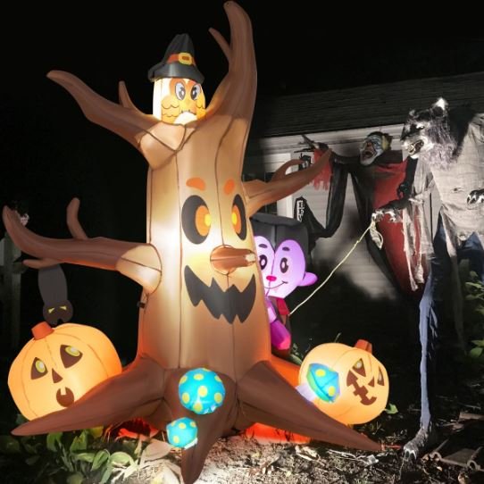 180cm Inflatable Halloween Dead Tree with Vampire Owl Pumpkins and Mushrooms