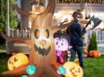 180cm Inflatable Halloween Dead Tree with Vampire Owl Pumpkins and Mushrooms