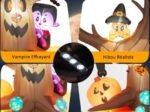 180cm Inflatable Halloween Dead Tree with Vampire Owl Pumpkins and Mushrooms