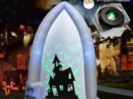 2.1M Inflatable Halloween Decoration Tombstone/Castles with Bat Projection Lights